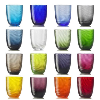 Nason Moretti Idra twisted striped set 16 glasses different colors - Buy now on ShopDecor - Discover the best products by NASON MORETTI design