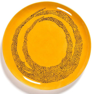 Serax Feast dinner plate diam. 26.5 cm. sunny yellow swirl - dots black - Buy now on ShopDecor - Discover the best products by SERAX design